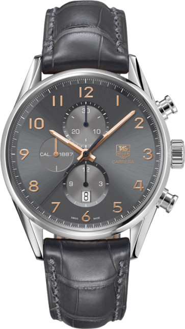 Tag Heuer watch strap CAR2013-FC6313 Leather Grey + grey stitching